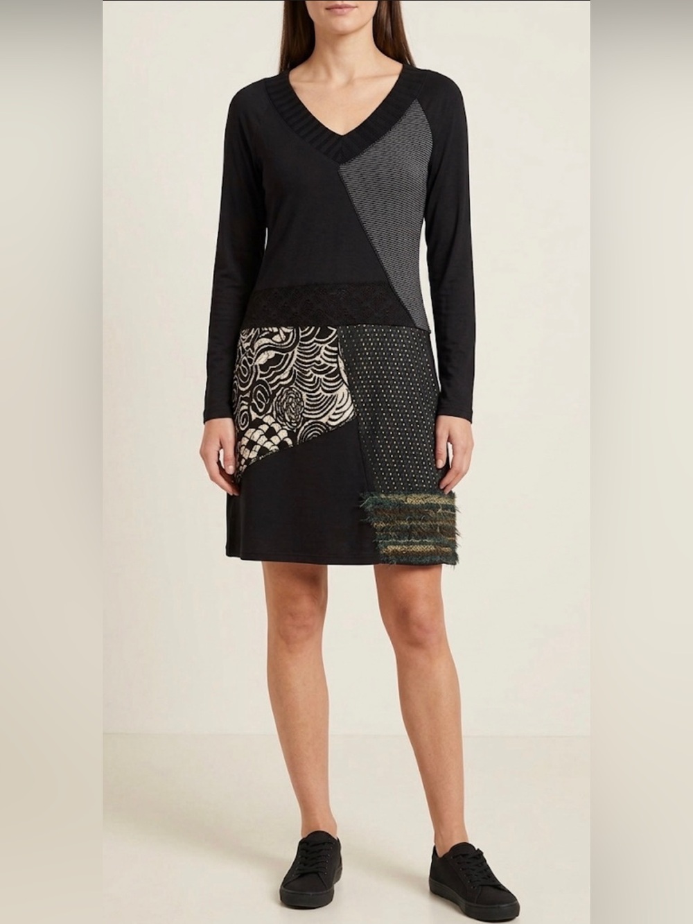 NWT Patchwork Design Long Sleeve Dress